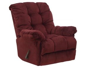 Nettles Chaise Rocker Recliner with Deluxe Heat and Massage in Merlot