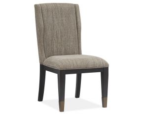 Ryker Upholstered Host Side Chair in Nocturn Black and Coventry Grey Finish