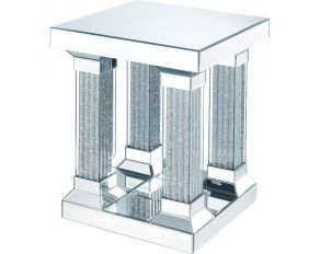 Caesia Mirrored End Table with Faux Diamonds