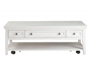 Heron Cove Rectangular Cocktail Table with Casters in Chalk White