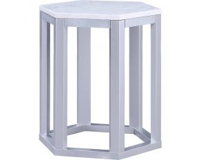 Reon Accent End Table with Marble Top in Silver-Set of 2