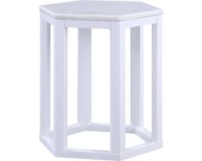 Reon Accent End Table with Marble Top in White-Set of 2