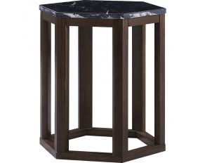 Reon Accent End Table with Marble Top in Walnut-Set of 2