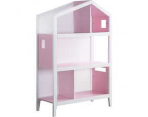 Doll Cottage Bookshelf in White and Pink