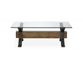 Sawyer Rectangular Cocktail Table in Toasted Nutmeg and Smoked Iron