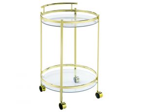 Chrissy Round Serving Cart in Brass