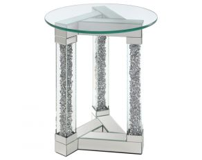 Octave Round End Table in Mirror and Clear