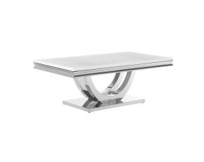 Adabella U-Base Rectangle Coffee Table in White and Chrome