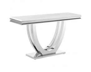 Adabella U-base Rectangle Sofa Table in White and Chrome