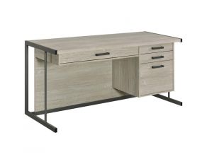 Loomis 4 Drawer Office Desk in Whitewashed Grey