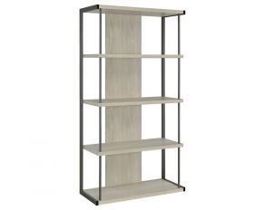 Loomis 4 Shelves Slim Metal Bookcase in Whitewashed Grey