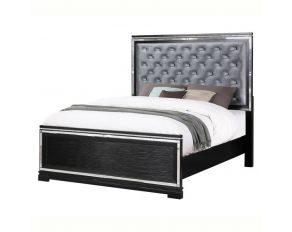 Eleanor King Upholstered Tufted Bed in Black and Silver