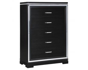 Eleanor 5 Drawer Chest in Black and Silver