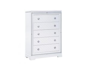 Eleanor 5-Drawer Chest in White and Silver