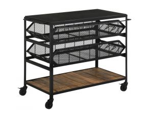 Accent Storage Cart with Casters in Natural and Black