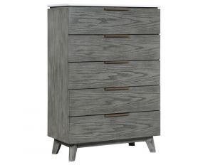 G224603 5 Drawer Chest in Grey and White