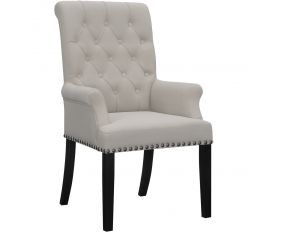 Alana Upholstered Tufted Arm Chair with Nailhead Trim in Sand Velvet