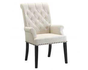 Tufted Back Upholstered Arm Chair in Beige