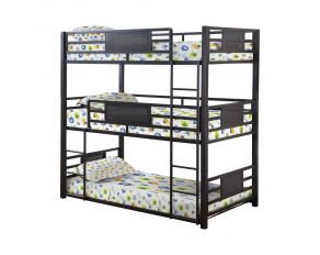 Rogen Twin Triple Bunk Bed in Dark Bronze