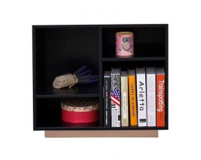 Prescott Bookshelf in Black and Rose-Gold with 4 Open Compartments