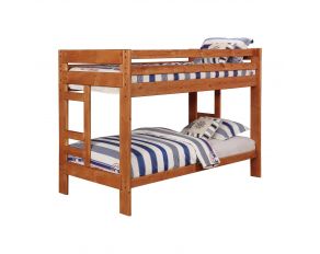 Wrangle Hill Twin Over Twin Bunk Bed in Amber Wash