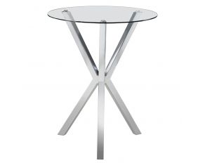 Round Glass Top Bar Table in Chrome