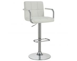 Adjustable Height Bar Stool in White And Chrome