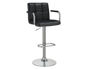 Adjustable Height Bar Stool in Black And Chrome