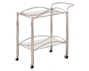 2-Tier Serving Cart With Glass Top in Chrome And Clear