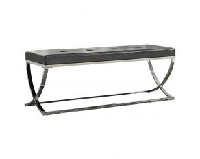 Bench with Metal Base in Black Chrome