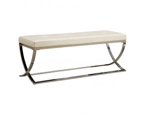 Bench With Metal Base in White And Chrome