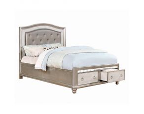 Bling Game King Upholstered Storage Bed in Metallic Platinum