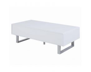 Coaster Coffee Table with Storage in High Glossy White