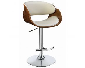 Adjustable Modern Bar Stool in Ecru And Chrome