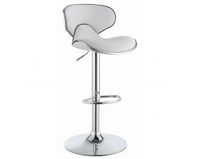 Upholstered Adjustable Height Bar Stools in White And Chrome