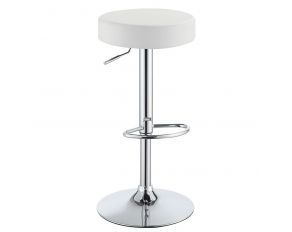 Ramses 29 Inch Adjustable Bar Stool in Chrome and White