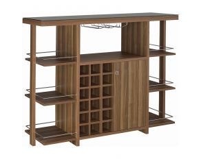 Bar Unit With Wine Bottle in Storage Walnut