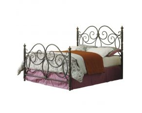 London King Metal Scroll Bed in Dark Bronze