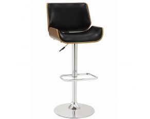 Upholstered Adjustable Bar Stool in Black And Chrome