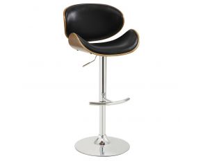 Adjustable Leatherette Bar Stool Black and Chrome