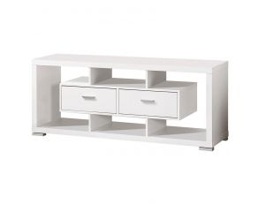 59 Inch 2 Drawer Rectangular TV Console in White