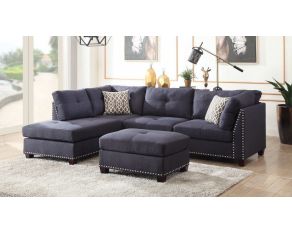 Laurissa Sectional Sofa and Ottoman in Dark Blue