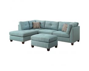 Laurissa Sectional Sofa with Left Face Chaise and Ottoman in Light Teal