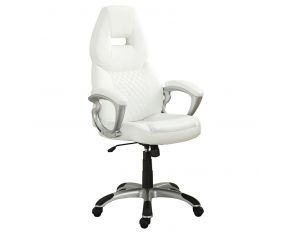 Bruce Adjustable Height Office Chair in White and Silver