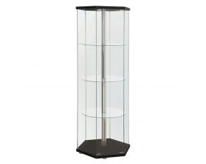 4-Shelf Hexagon Shaped Curio Cabinet in Black And Clear