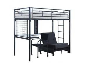 Jenner Twin Futon Workstation Loft Bed in Black