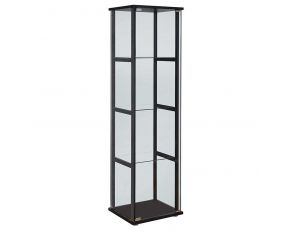 4-Shelf Glass Curio Cabinet in Black And Clear