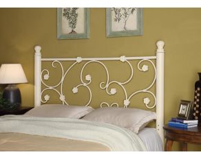 Full and Queen Headboard With Floral Pattern in White