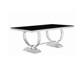 Antoine Rectangular Dining Table in Chrome And Black