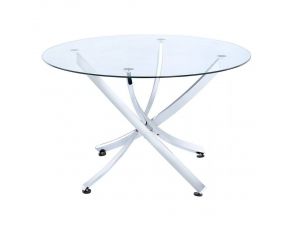 Beckham Round Dining Table in Chrome And Clear